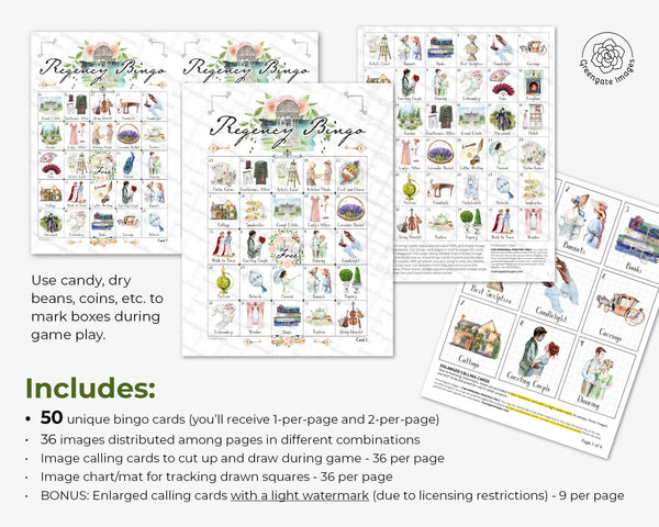 Regency Bingo - Printable Digital Download by Greengate Images