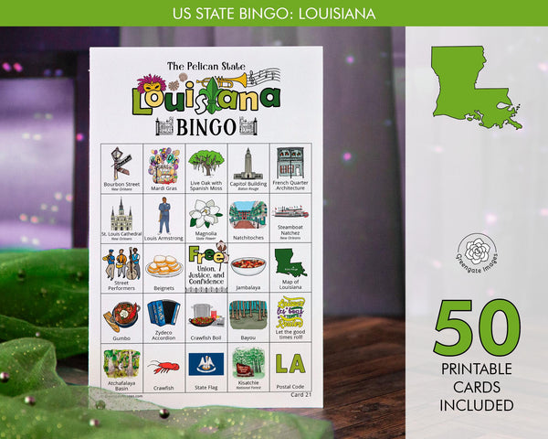 Louisiana Bingo Cards - Printable Digital Download by Greengate Images