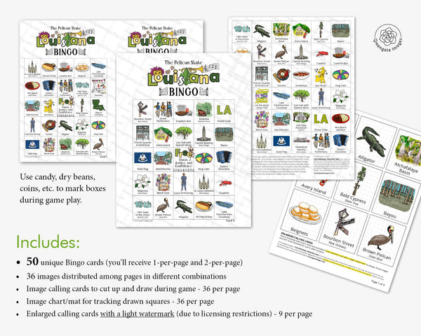 Louisiana Bingo Cards - Printable Digital Download by Greengate Images