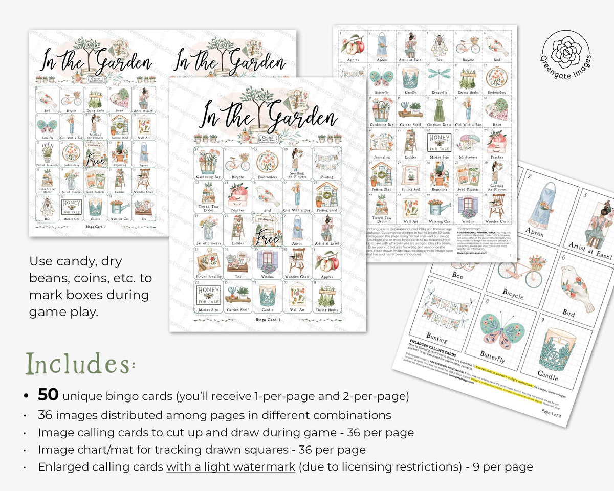 In the Garden Bingo – Greengate Images