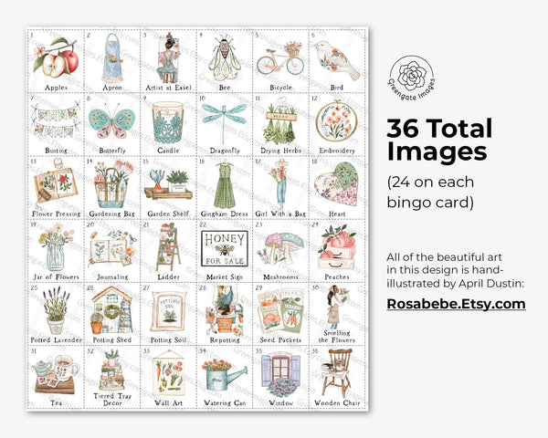 In the Garden Bingo - Printable Digital Download by Greengate Images