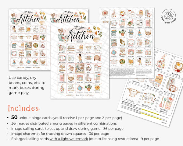 At Home in the Kitchen Bingo - Printable Digital Download by Greengate Images