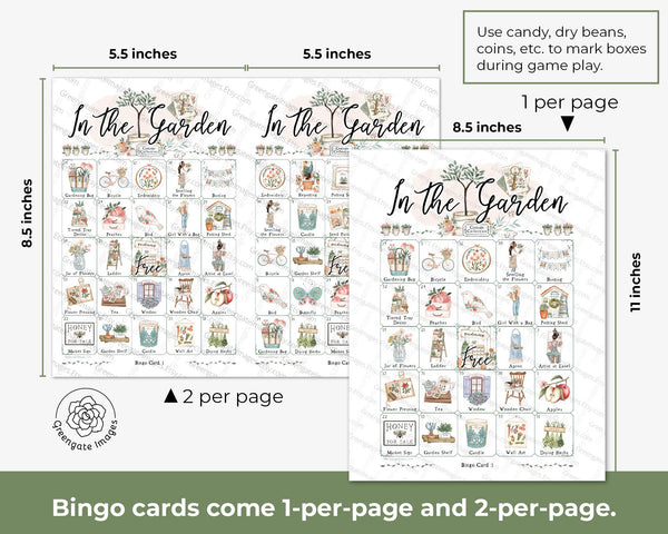 In the Garden Bingo - Printable Digital Download by Greengate Images
