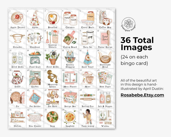 At Home in the Kitchen Bingo - Printable Digital Download by Greengate Images