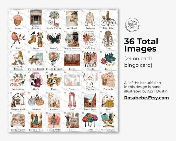Fall Out & About Bingo - Printable Digital Download by Greengate Images