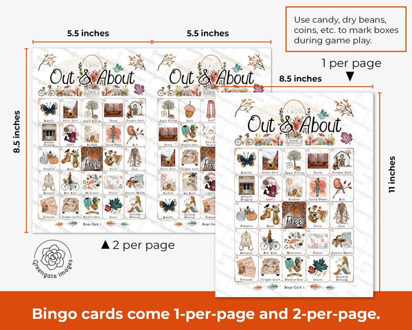 Fall Out & About Bingo - Printable Digital Download by Greengate Images