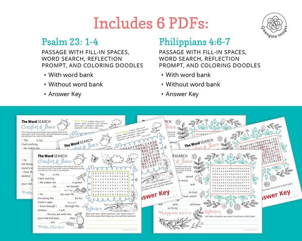 Bible Passage Word Search Duo - Printable Digital Download by Greengate Images