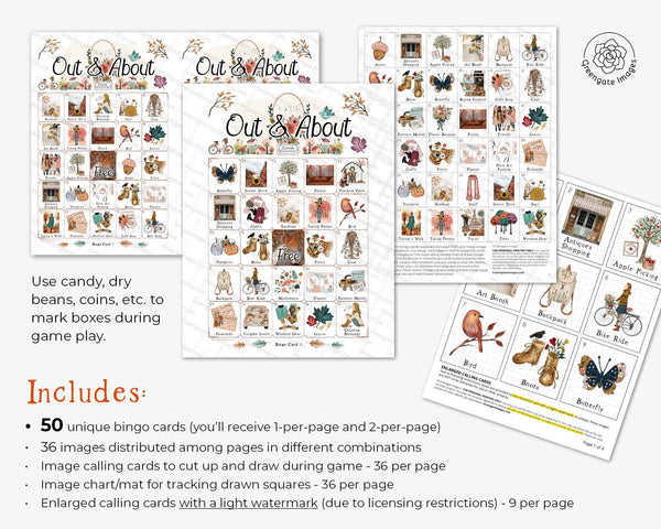 Fall Out & About Bingo - Printable Digital Download by Greengate Images