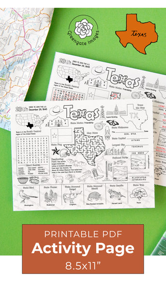 Texas Activity Page - Printable Digital Download by Greengate Images