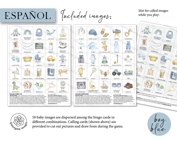 BOY - Lotería de Bebé - 100 Personalizable Cards - Greengate Images