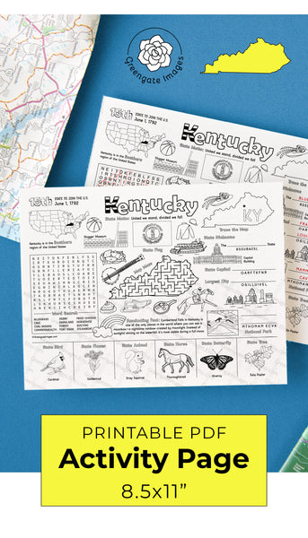 Kentucky Activity Page - Printable Digital Download by Greengate Images
