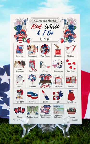 Patriotic Bridal Bingo Cards - Printable Digital Download by Greengate Images