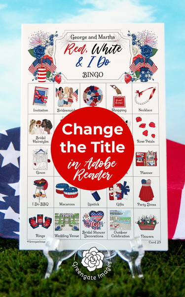 Patriotic Bridal Bingo Cards - Printable Digital Download by Greengate Images