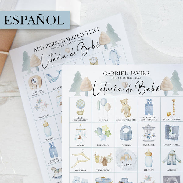 BOY - Lotería de Bebé - 100 Personalizable Cards - Greengate Images