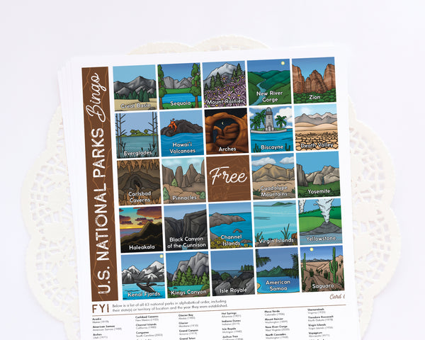 National Parks Bingo - Greengate Images