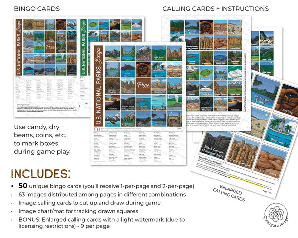 National Parks Bingo - Greengate Images