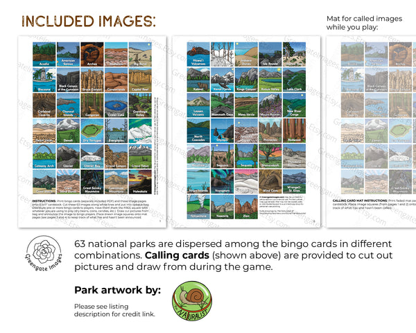 National Parks Bingo - Greengate Images