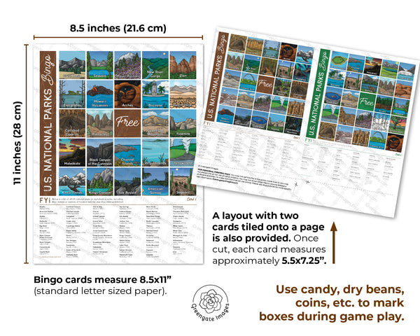 National Parks Bingo - Greengate Images