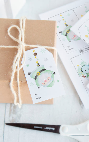Mint Santa Gift Tag Set - Greengate Images