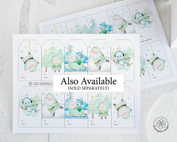Pink Santa Gift Tag Set - Greengate Images