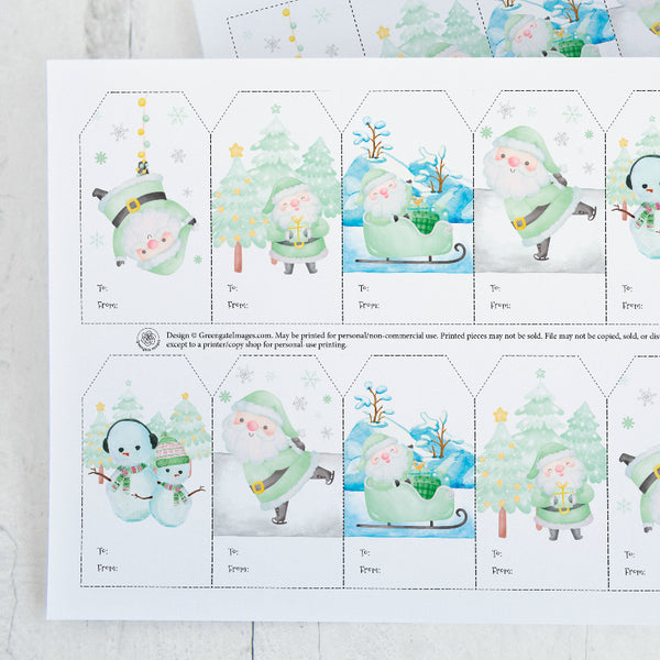 Mint Santa Gift Tag Set - Greengate Images