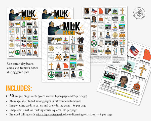 Martin Luther King, Jr. Bingo - Printable Digital Download by Greengate Images
