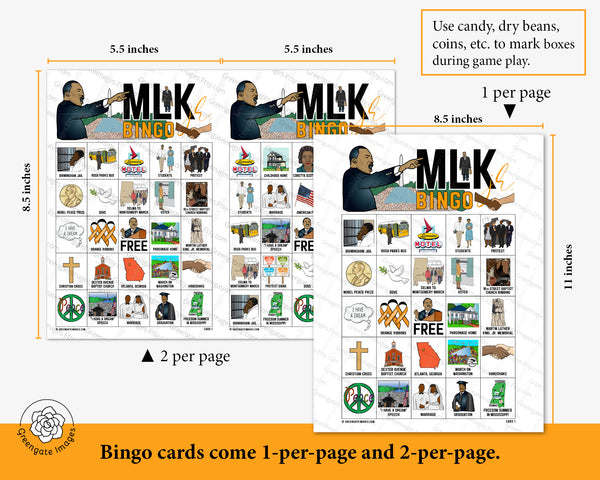 Martin Luther King, Jr. Bingo - Printable Digital Download by Greengate Images