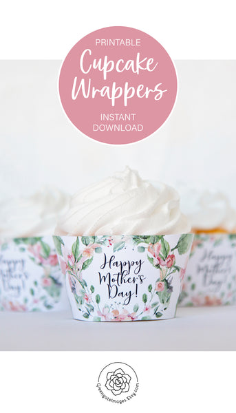 Mother's Day Cupcake Wrappers - Pink Floral - Greengate Images