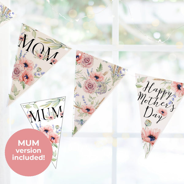 Mother's Day Bunting - Poppies and Lavender - Greengate Images