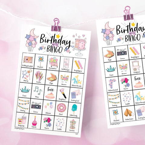 Birthday Bingo - Feminine Pink