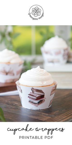 Books/Reading Cupcake Wrapper - Greengate Images