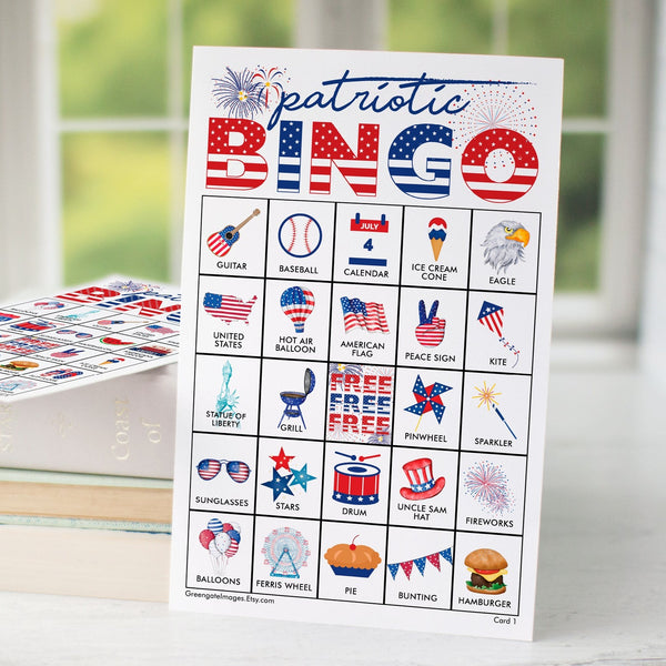 Patriotic Bingo Cards - Color - Greengate Images