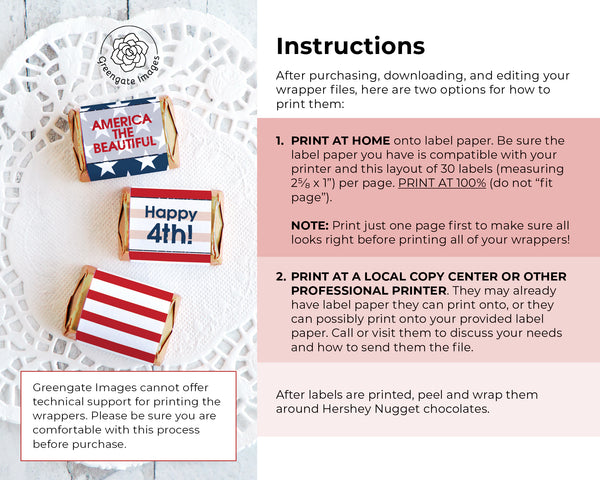 Patriotic Flag Nugget Wrappers - Greengate Images