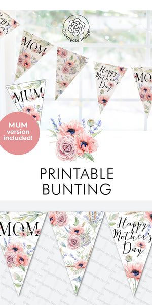Mother's Day Bunting - Poppies and Lavender - Greengate Images