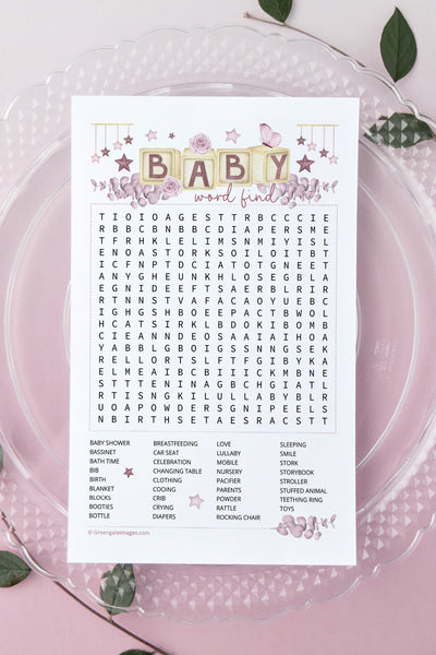 PINK Baby Word Find - Greengate Images