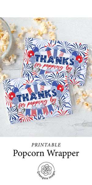 Patriotic Popcorn Wrapper - Thanks For Popping By - Greengate Images