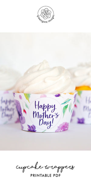 Mother's Day Cupcake Wrappers - Purple Floral - Greengate Images