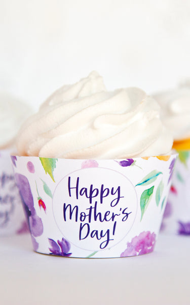 Mother's Day Cupcake Wrappers - Purple Floral - Greengate Images
