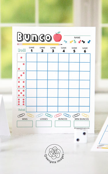 School-Themed Bunco Scorecard Set - Greengate Images