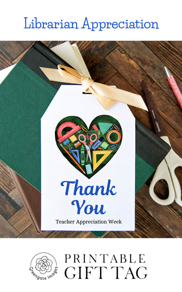 Jumbo Teacher Appreciation Gift Tag - Heart School Supplies