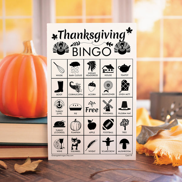 Thanksgiving Bingo - Black and White - Greengate Images