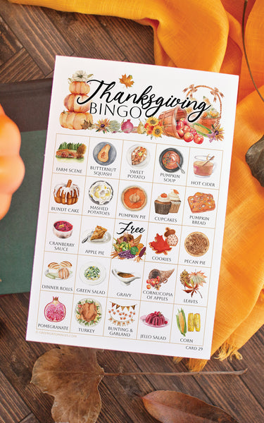 Thanksgiving Bingo - Watercolor