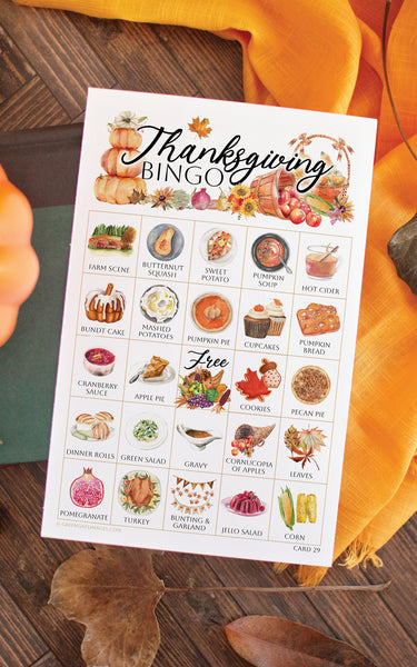 Thanksgiving Bingo - Watercolor - Greengate Images