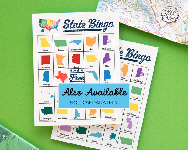 US State Bingo - Black and White - Greengate Images
