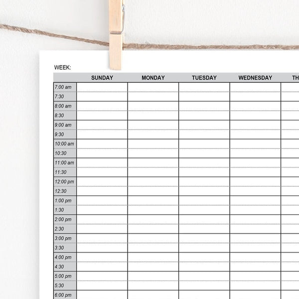 Weekly Planner w/Half-Hour Increments - Greengate Images
