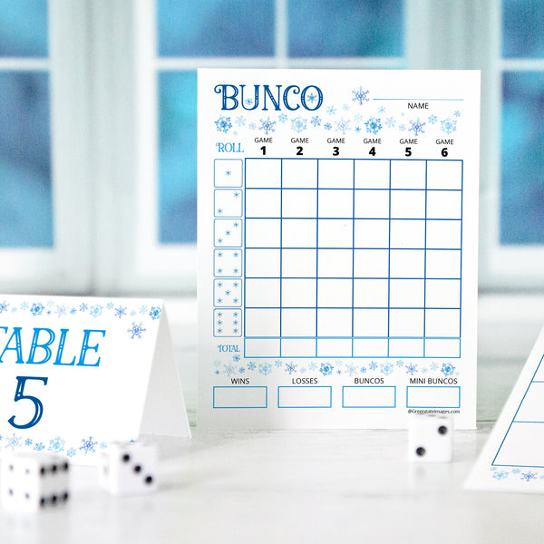 Winter Snow Bunco Scorecard Set - Printable Digital Download by Greengate Images