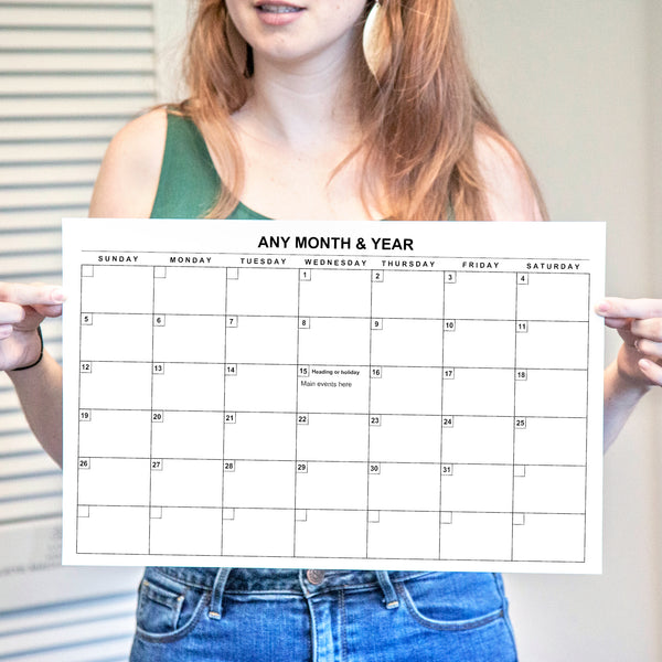 11x17 Calendar Template - Black and White