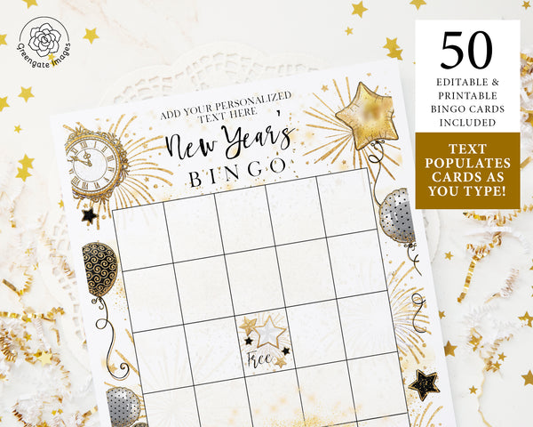 New Year's Bingo Template - Greengate Images