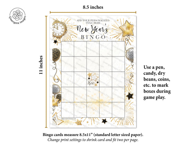 New Year's Bingo Template - Greengate Images
