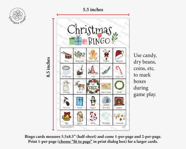 Christmas/Holiday Bingo - Greengate Images